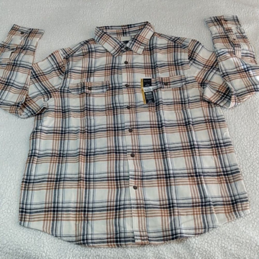 George Mens Plaid Flannel Long Sleeve Button Up Shirt Super Soft Size M 38‎ -40